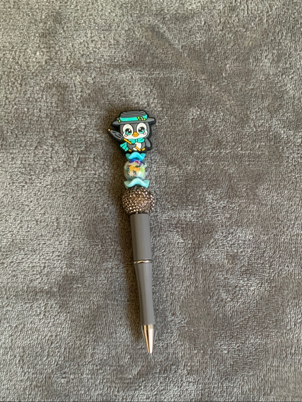 Cute Penguin Charm Gray Ballpoint Pen